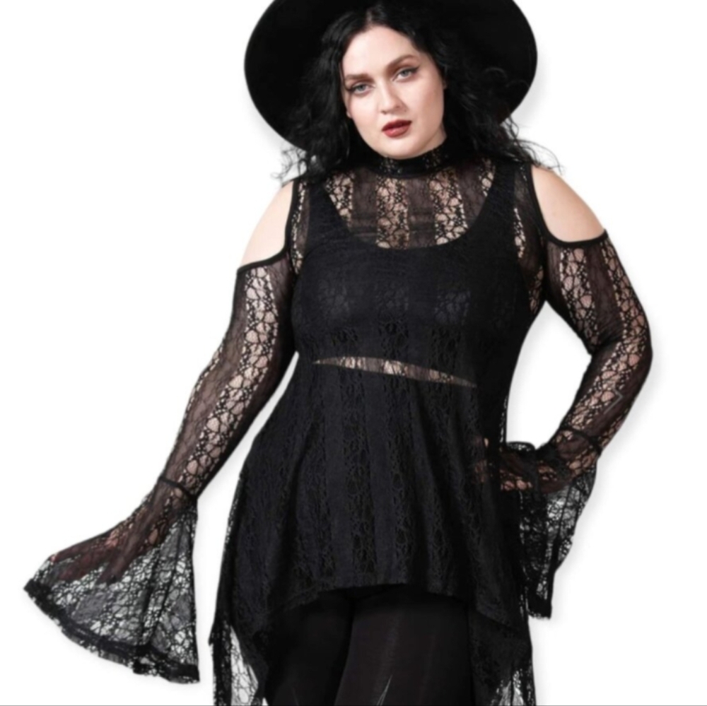 Killstar Black Long Sleeve Lace Top - NEW